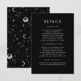 Cartão De Informações Detalhes do Casamento Negro Celestial da Noite Est