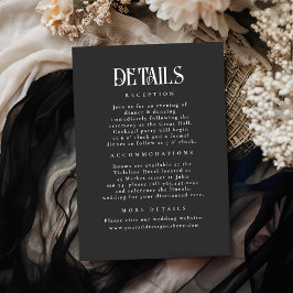 Cartão De Informações Detalhes do Casamento Negro das Estrelas Noturnas