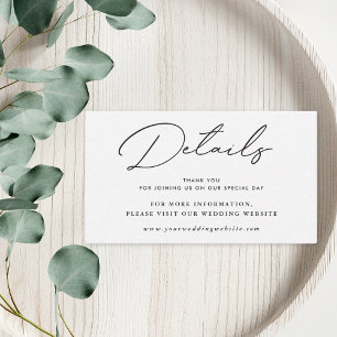 Cartão De Informações Detalhes do Casamento Negro e Branco Elegante Mode