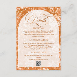 Cartão De Informações Detalhes do Casamento Neutral de Terracotta Floral