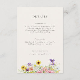 Cartão De Informações Detalhes do Casamento no Campo de Flores Silvestre