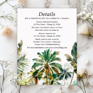 Cartão De Informações Detalhes do Casamento no Destino de Praia Tropical
