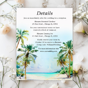 Cartão De Informações Detalhes do Casamento no Destino de Praia Tropical