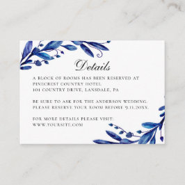 Cartão De Informações Detalhes do casamento no inverno floral azul de aq