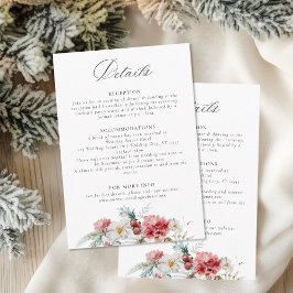 Cartão De Informações Detalhes do Casamento no inverno Floral de Natal E