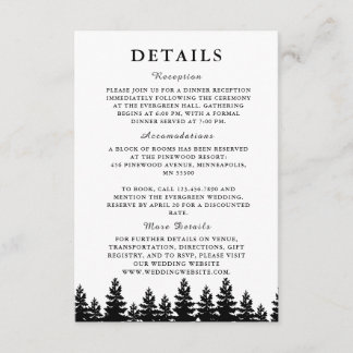 Cartão De Informações Detalhes do Casamento no inverno preto e branco mi