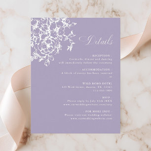 Cartão De Informações Detalhes do Casamento no Jardim com Lavanda Clássi