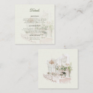 Cartão De Informações Detalhes do Casamento no Jardim da Mansão em Aquar