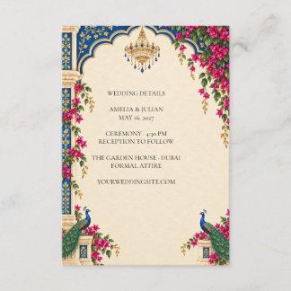 Cartão De Informações Detalhes do Casamento no Jardim do Palácio do Pavã