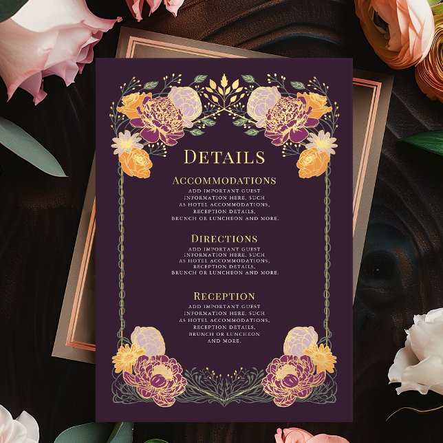 Cartão De Informações Detalhes do Casamento no Jardim Floral Encantado d (Criador carregado)