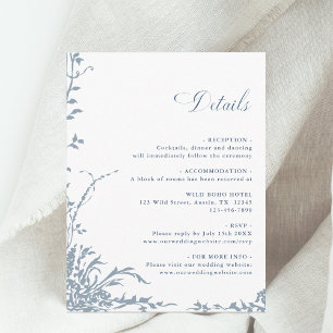 Cartão De Informações Detalhes do Casamento no Jardim Floral Romântico A