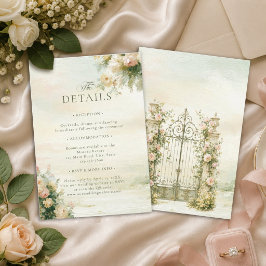 Cartão De Informações Detalhes do Casamento no Jardim Francês com Aquare