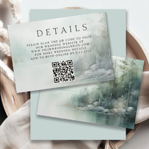 Cartão De Informações Detalhes do Casamento no Lago da Montanha Rústica