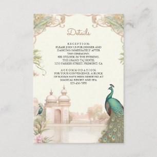 Cartão De Informações Detalhes do Casamento no Palácio Indiano do Pavão 