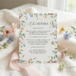 Cartão De Informações Detalhes do Casamento no Prado de Flores Silvestre