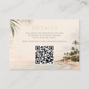 Cartão De Informações Detalhes do Casamento no Resort de Praia Elegante