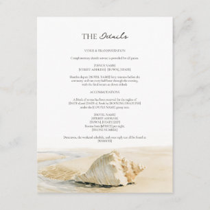 Cartão De Informações Detalhes do Casamento no Script da Costa da Casca