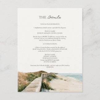 Cartão De Informações Detalhes do Casamento no Tabuleiro de Aveia Marinh