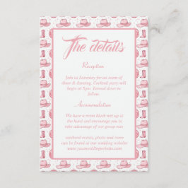 Cartão De Informações Detalhes do Casamento Ocidental, Rosa-Rosa, Bonito