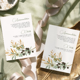 Cartão De Informações Detalhes do Casamento Olive Leaves Gold Branch