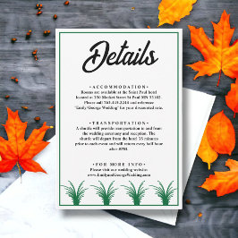 Cartão De Informações Detalhes do Casamento outono de Grass Verde Russo