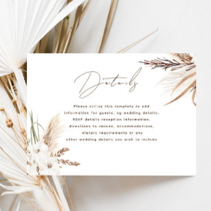 Cartão De Informações Detalhes do Casamento outono Floral Branco Modern