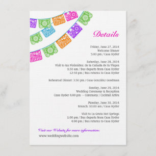 Cartão De Informações Detalhes do Casamento Papel Picado Enclosure Multi
