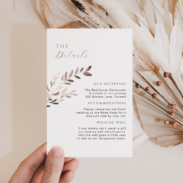 Cartão De Informações Detalhes do Casamento Púrpura e Blush Elegante Ins (Criador carregado)