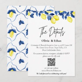 Cartão De Informações Detalhes do Casamento QR Code Lemon