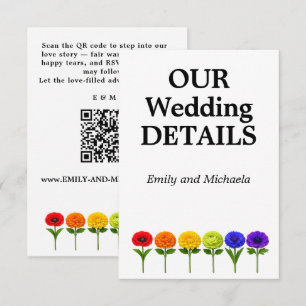 Cartão De Informações 🌈 Detalhes do Casamento QR LGBTQ Florescer Junto