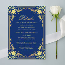 Detalhes do Casamento Real Azul Legante Faux Gold 