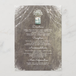 Cartão De Informações Detalhes do Casamento Respiratório de Rustic Mason