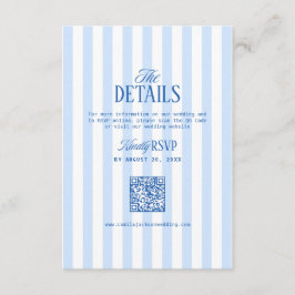Cartão De Informações Detalhes do Casamento Retro Branco e Azul Marinho