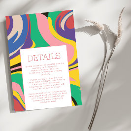 Cartão De Informações Detalhes do Casamento Retroativo de Artsy Abstrato