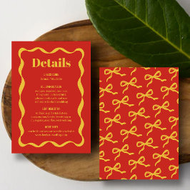 Cartão De Informações Detalhes do Casamento Retroativo do Arco Coquette