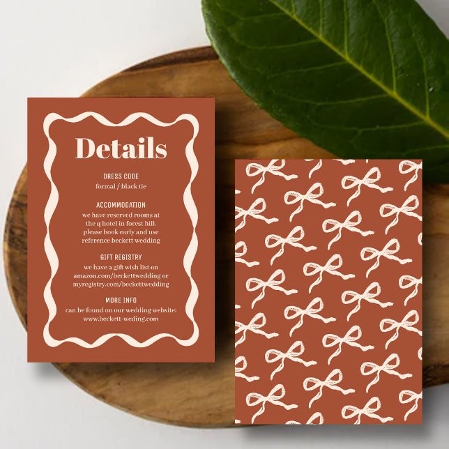 Cartão De Informações Detalhes do Casamento Retroativo do Arco Coquette (Criador carregado)