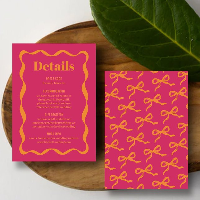 Cartão De Informações Detalhes do Casamento Retroativo do Arco Coquette (Criador carregado)