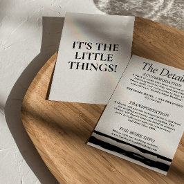 Cartão De Informações Detalhes do Casamento Retroativo em Preto e Branco