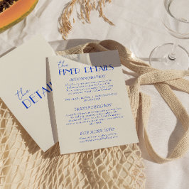 Cartão De Informações Detalhes do Casamento Retroativo Francês Triz Azul