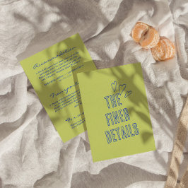 Cartão De Informações Detalhes do Casamento Retroativo Moderno com Color