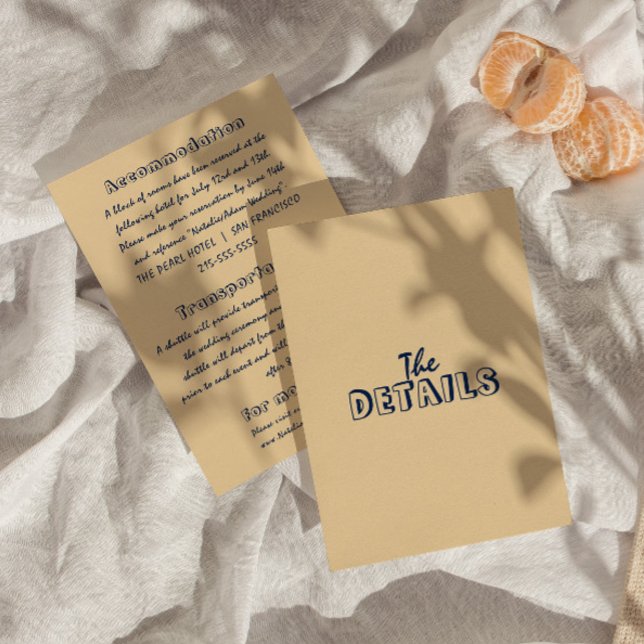 Cartão De Informações Detalhes do Casamento Retroativo Moderno, manuscri (Criador carregado)