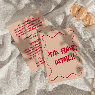 Cartão De Informações Detalhes do Casamento Retroativo Moderno, manuscri