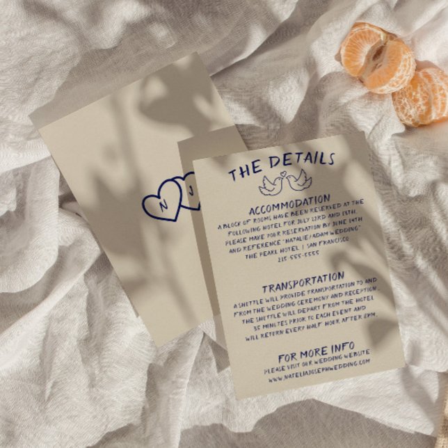 Cartão De Informações Detalhes do Casamento Retroativo Único Desenhado à (Criador carregado)