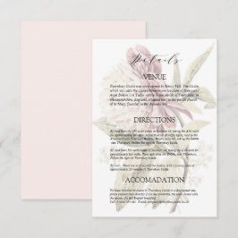 Cartão De Informações Detalhes do Casamento Romântico com Peônia Vintage