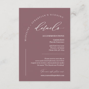 Cartão De Informações Detalhes do Casamento Romântico Roxo Empoeirado