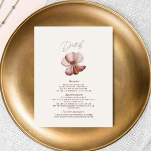 Cartão De Informações Detalhes do Casamento Rosa Anêmona