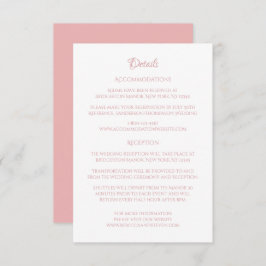 Cartão De Informações Detalhes do Casamento Rosa Clássico da Regência Ca