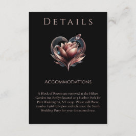 Cartão De Informações Detalhes do Casamento - Rosa moderno com coração-