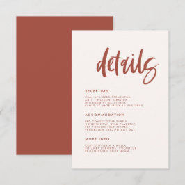 Cartão De Informações Detalhes do casamento rosa-neve moderno elegante