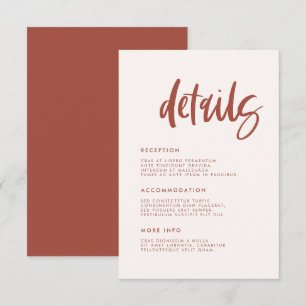 Cartão De Informações Detalhes do casamento rosa-neve moderno elegante